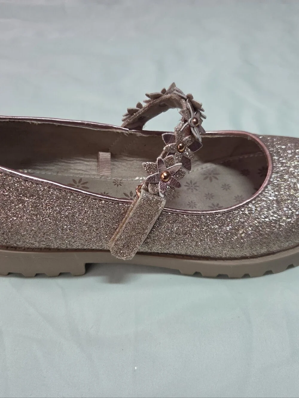 Self Steem Girls Sparkle Style Mary Jane Shoes in Rose Gold Size 4